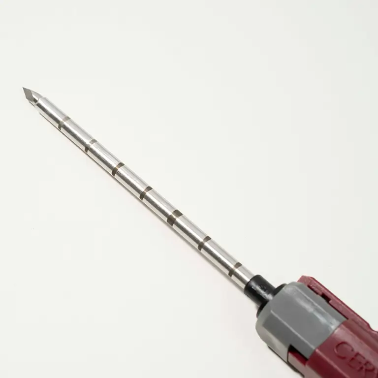 Laser-etched depth markings on IO cannula shaft